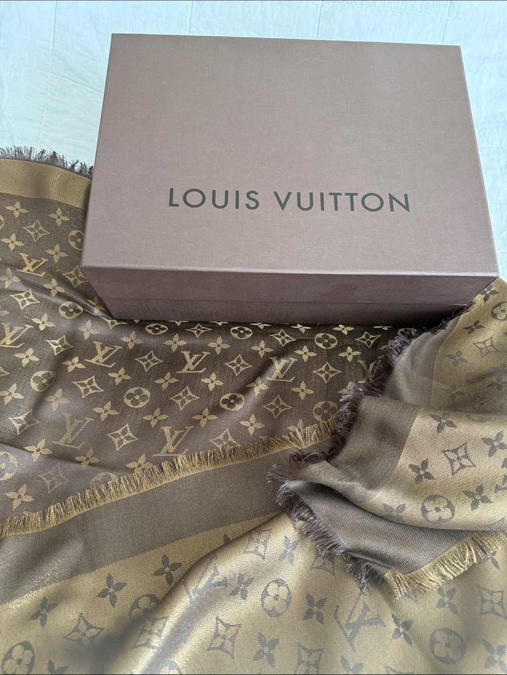 Louis Vuitton Brown and Tan Monogram Shawl - Picture 7 of 8